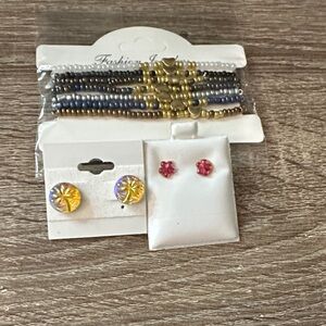 Bracelets set of 7 & two pairs of earrings handmade/ New